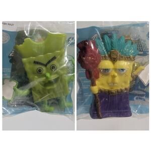 Lot of 2 SpongeBob Atlantis SquarePantis Burger King Toys 2007 Sealed Glow Dark